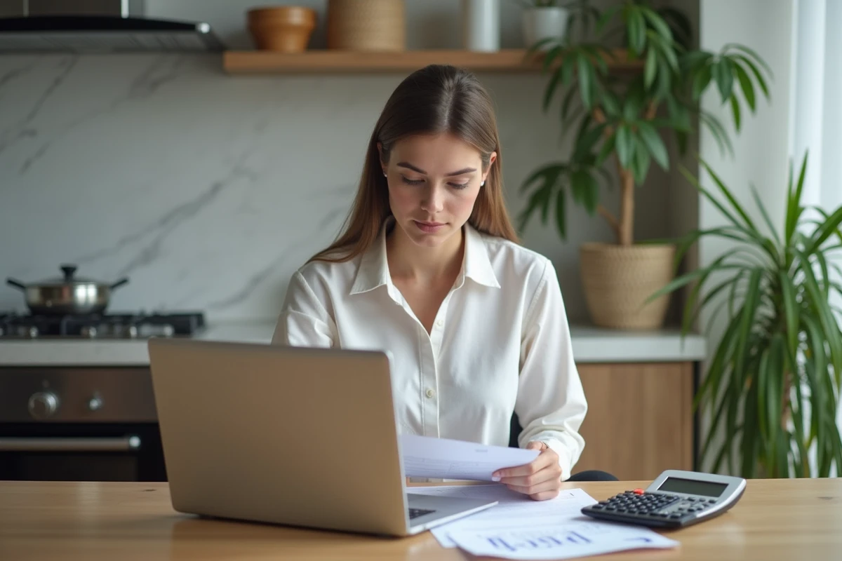 Femme professionnelle examinant documents financiers