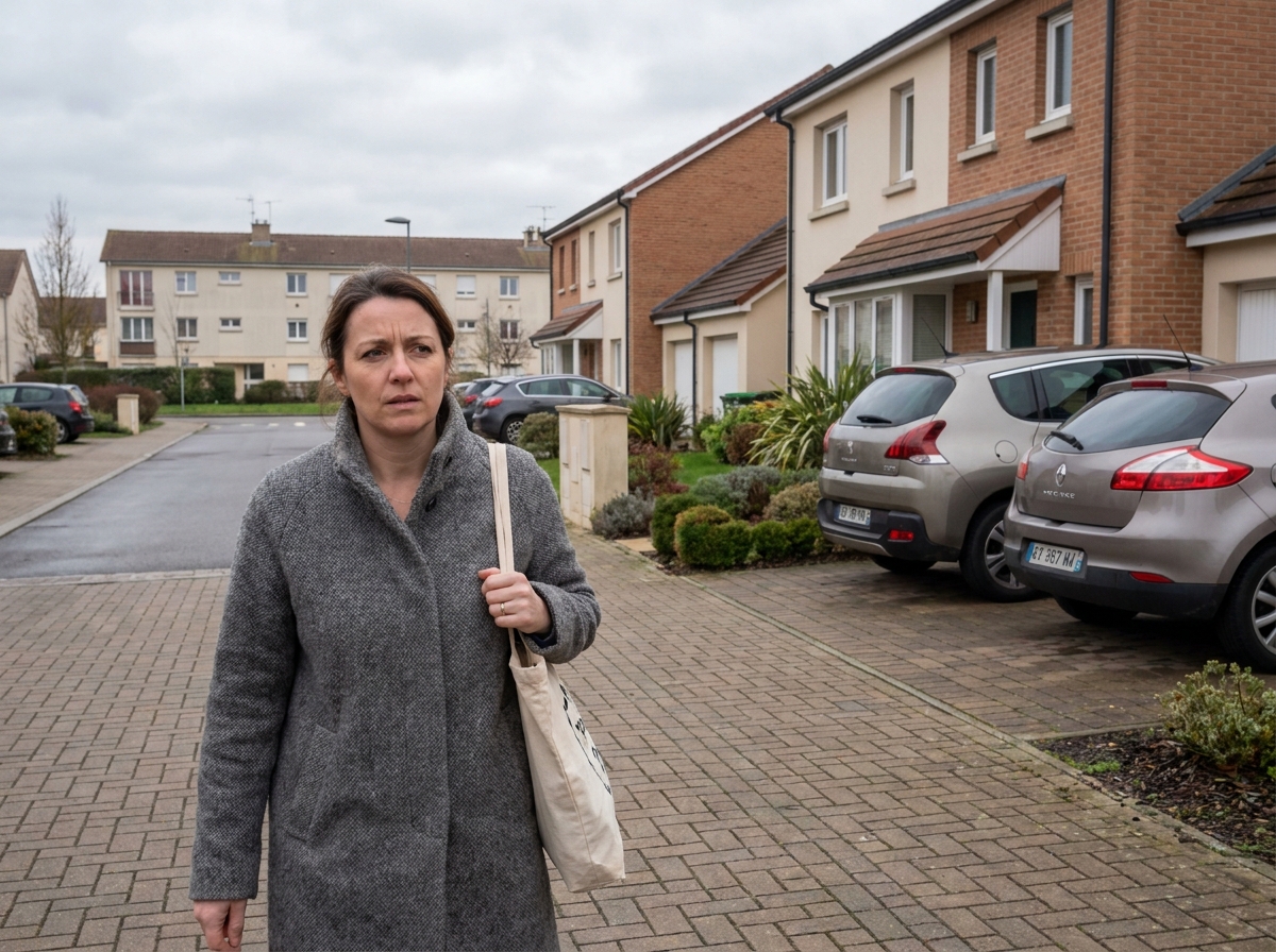 Femme explorant un quartier résidentiel de la première couronne lyonnaise pour un projet d'achat immobilier