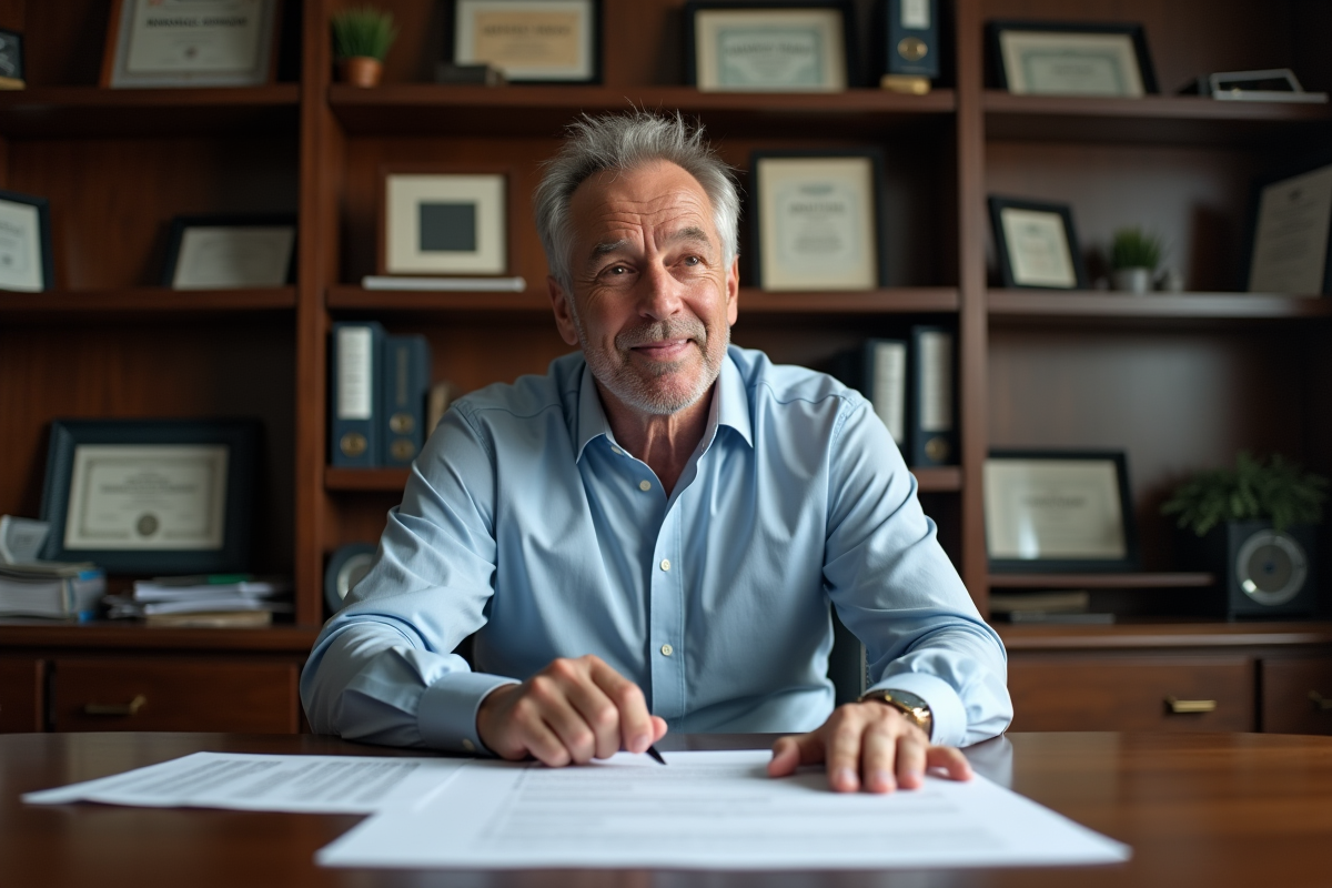 Gestionnaire immobilier écoutant dans un bureau organisé