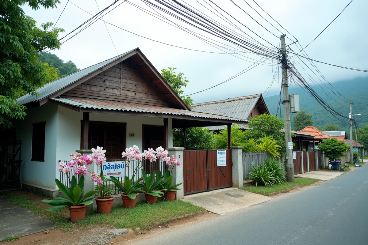 Maison thaïlandaise modeste à vendre dans un village résidentiel intérieur de Koh Samui, loin des plages touristiques