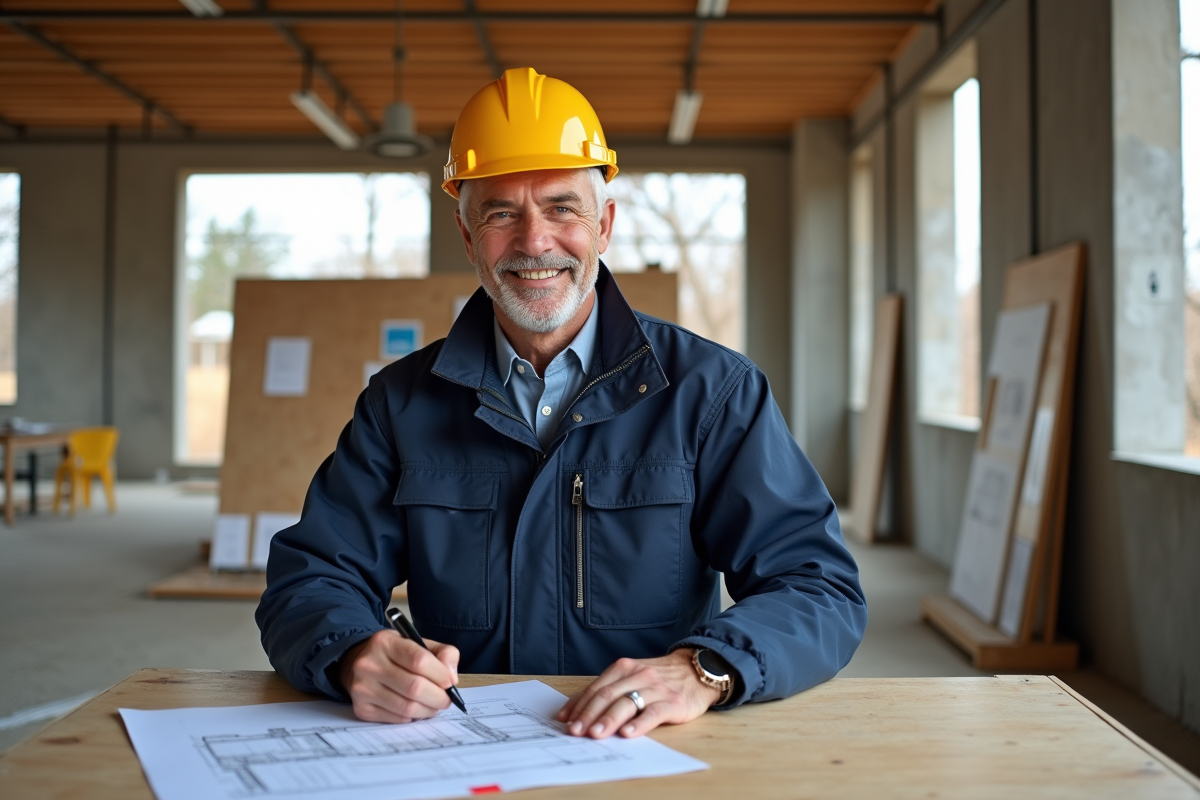 Ouvrier de la construction signant un document