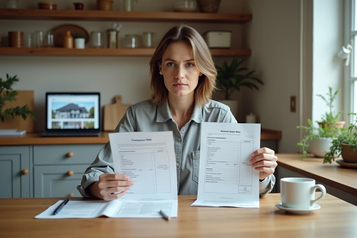 Propriétaire comparant un devis d'artisan avec la liste officielle des travaux déductibles de la plus-value immobilière