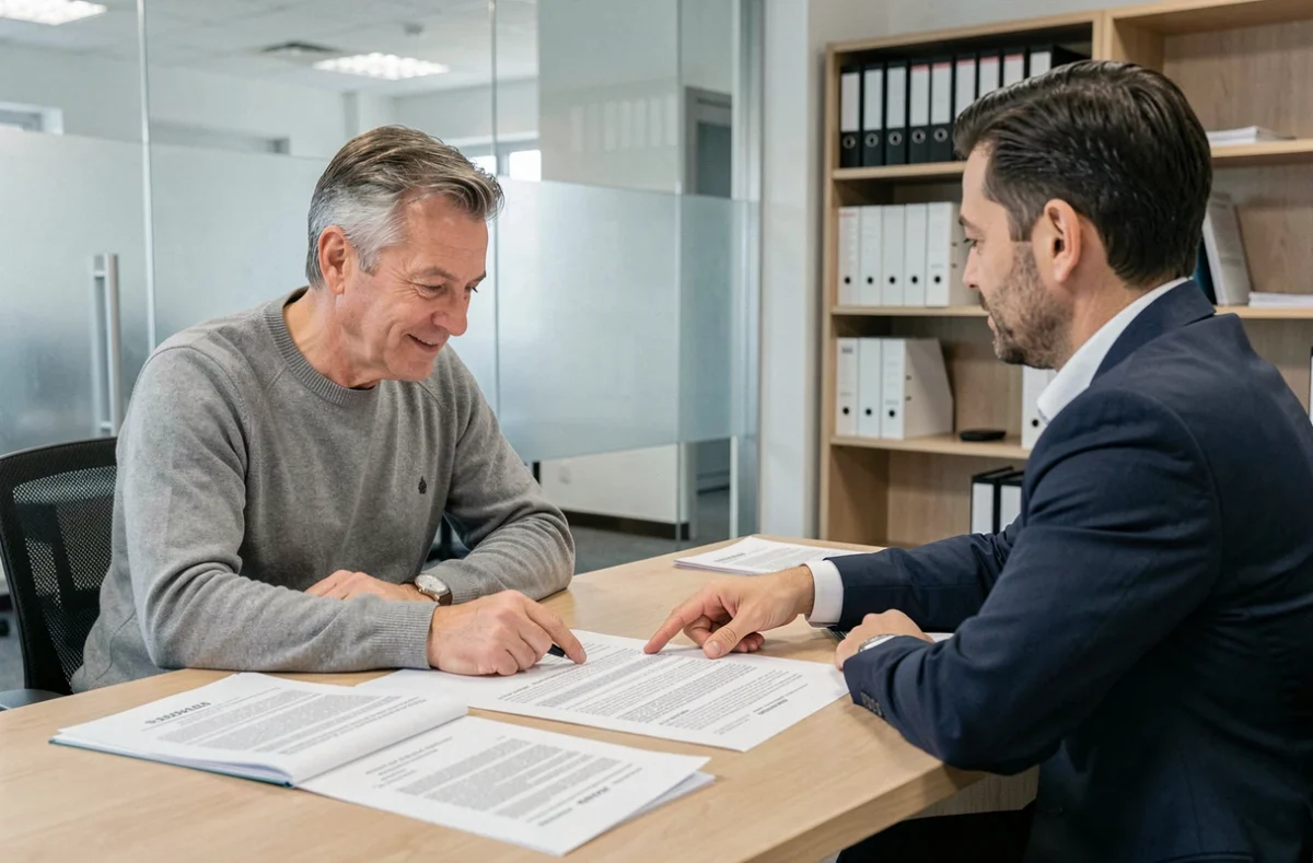 Client en rendez-vous avec un conseiller en assurance habitation pour obtenir un devis personnalisé