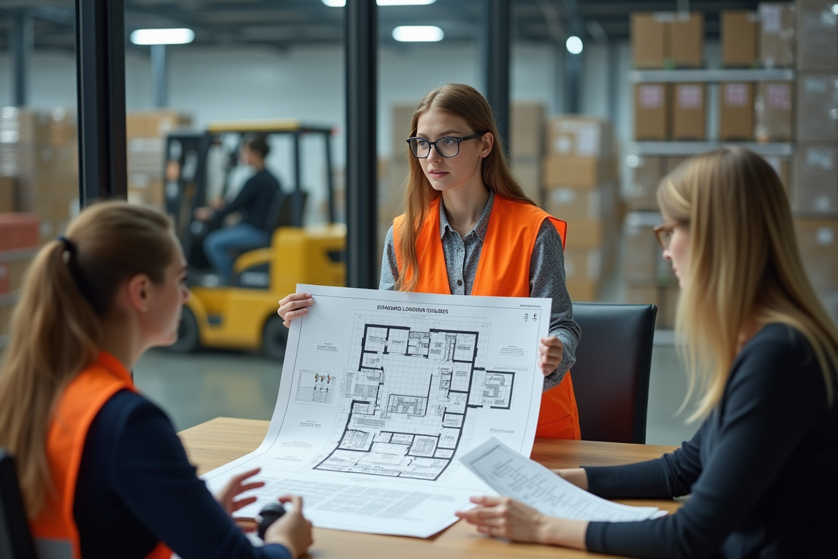 Superviseure de warehouse expliquant un plan de chargement